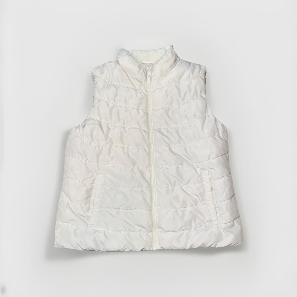 GAP Women’s Puffer Vest Large White ColdControl Quilted Zip Sleeveless